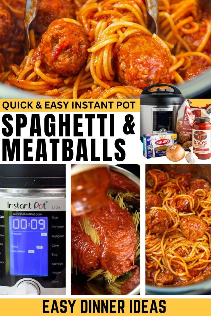 Spaghetti and meatballs with marinara sauce are prepared in the instant pot.
