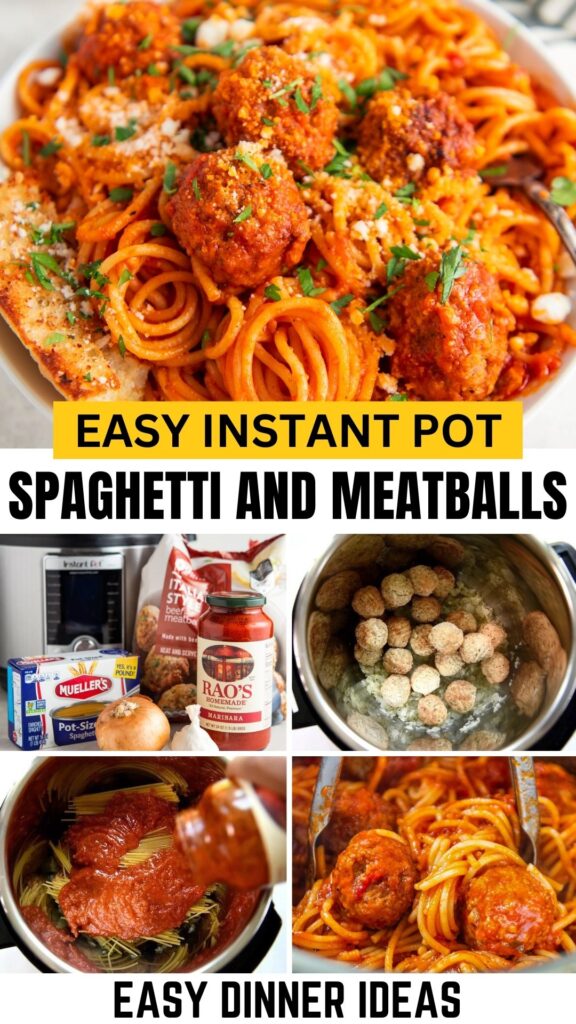 Easy instant pot spaghetti and meatballs recipe comes together all in the pressure cooker.