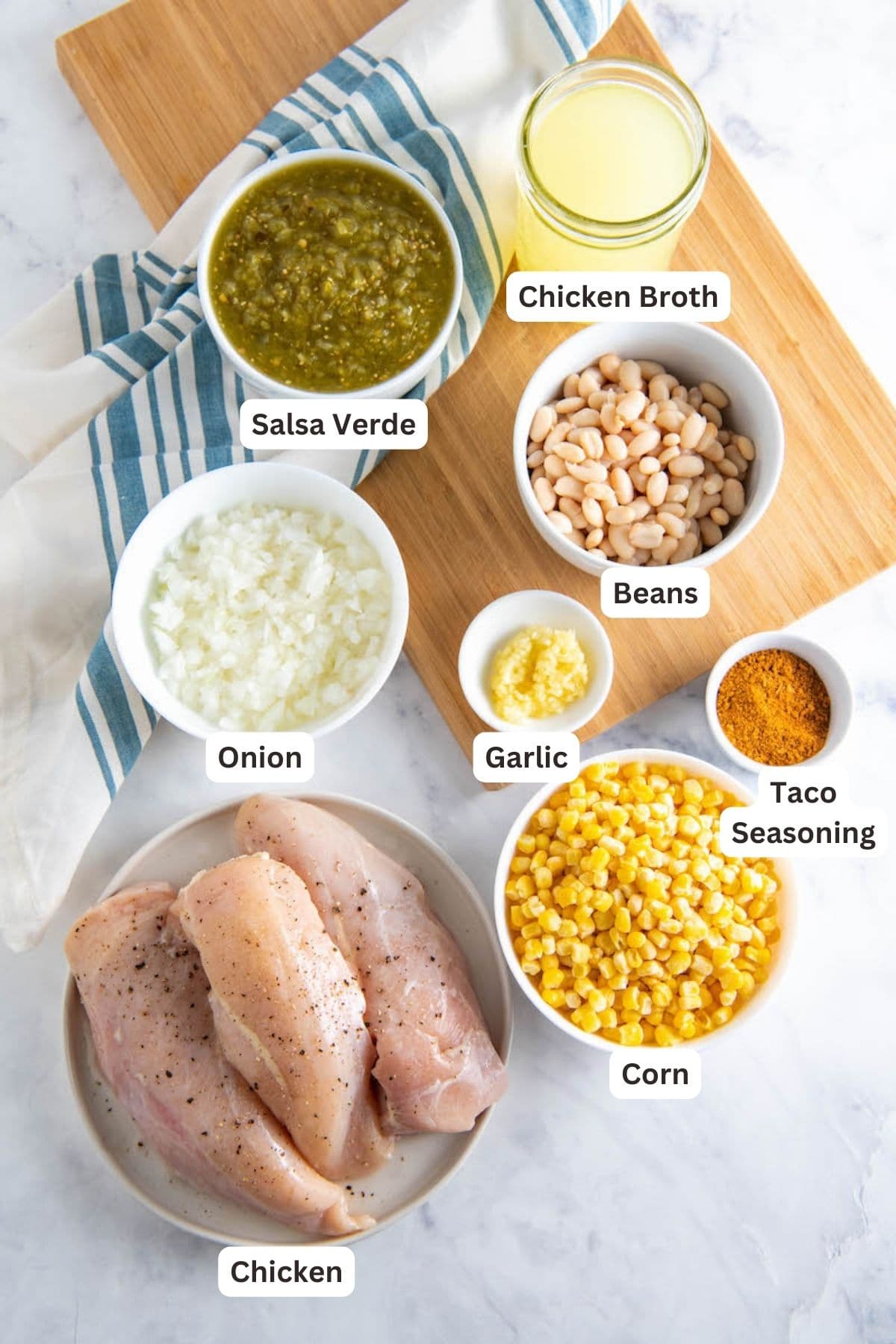 Ingredients for Salsa Verde Chicken Soup.