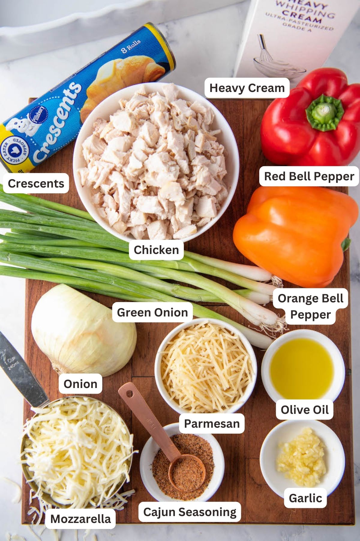 Ingredients for Cajun Chicken Casserole.