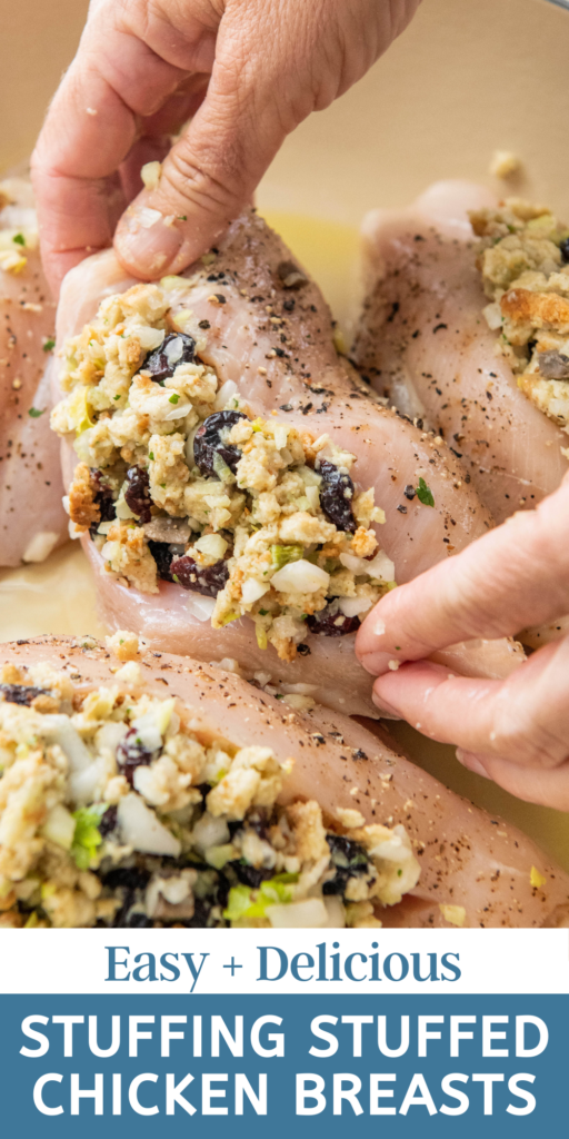 pinterest image of stuffed chicken breasts