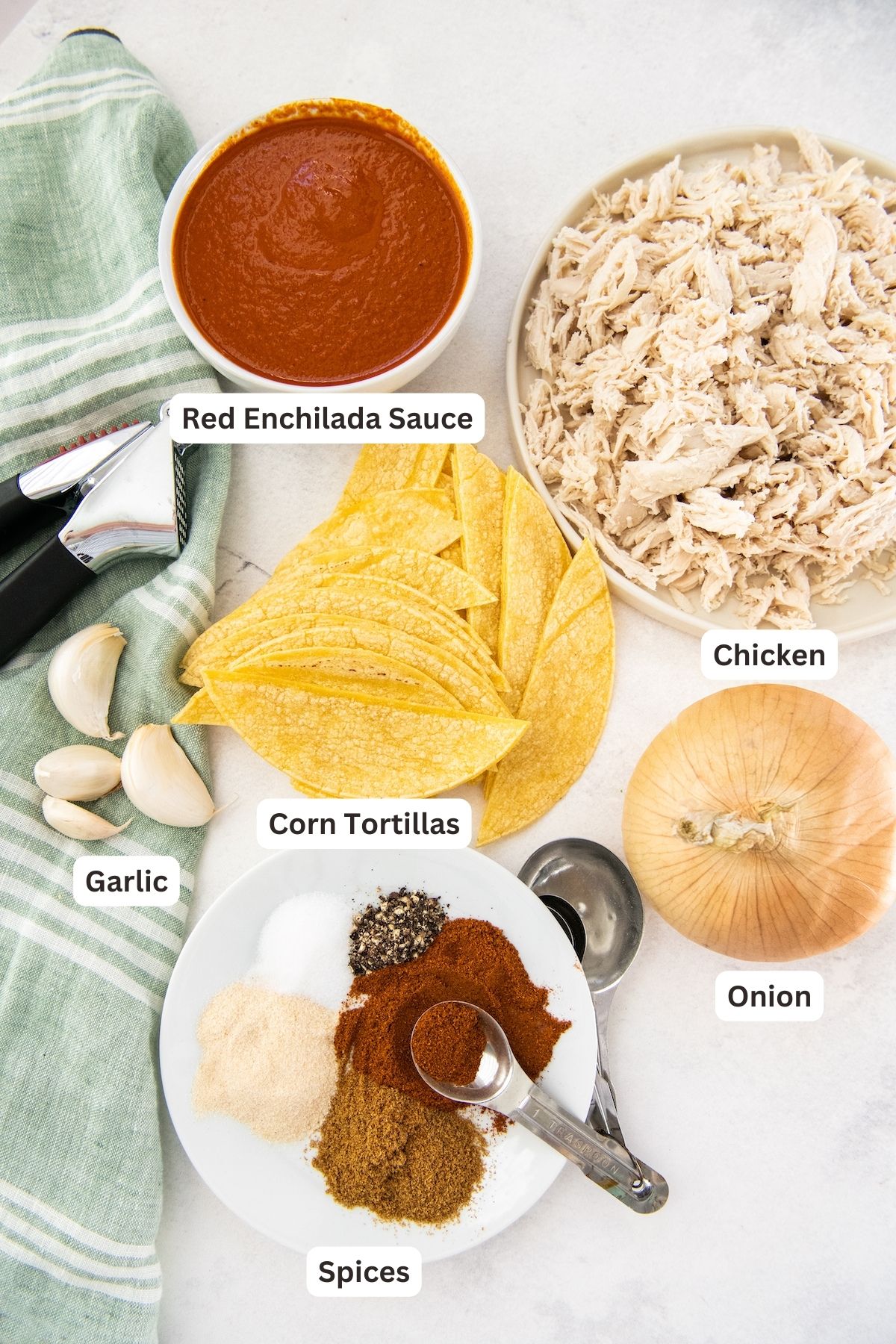 Ingredients for Chicken Skillet Enchiladas.