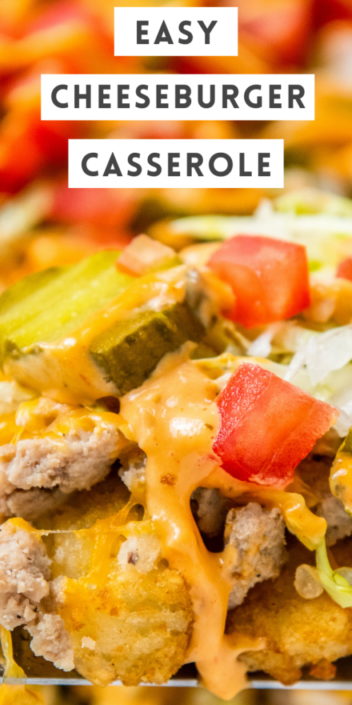 Pinterest image of cheeseburger casserole