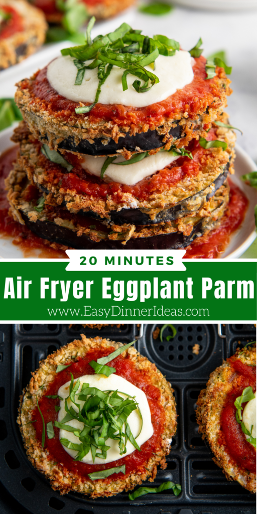 Pinterest collage of eggplant parmesan.