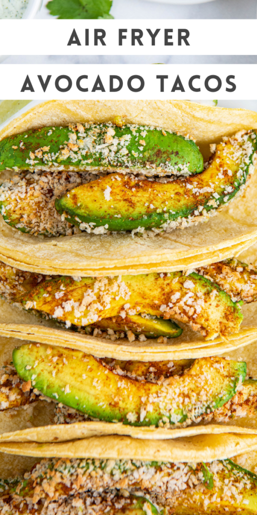 Overhead image of fried avocados in tortillas.