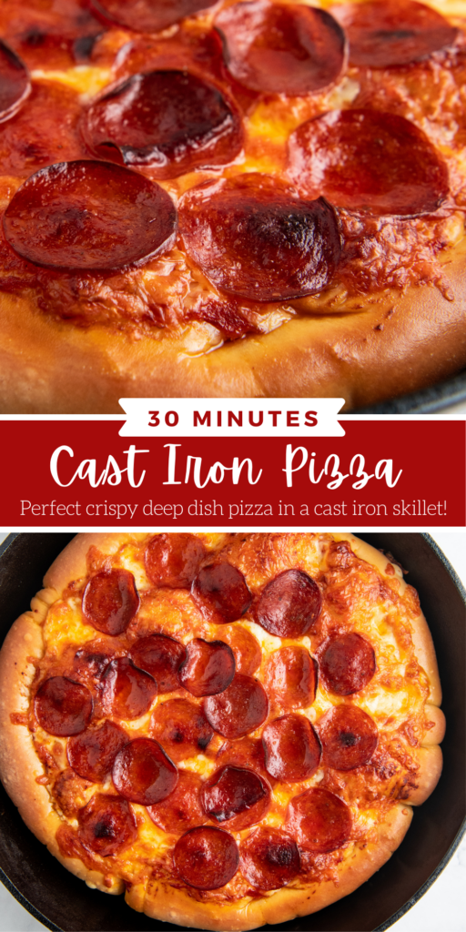 Pinterest collage of cast-iron pizza.