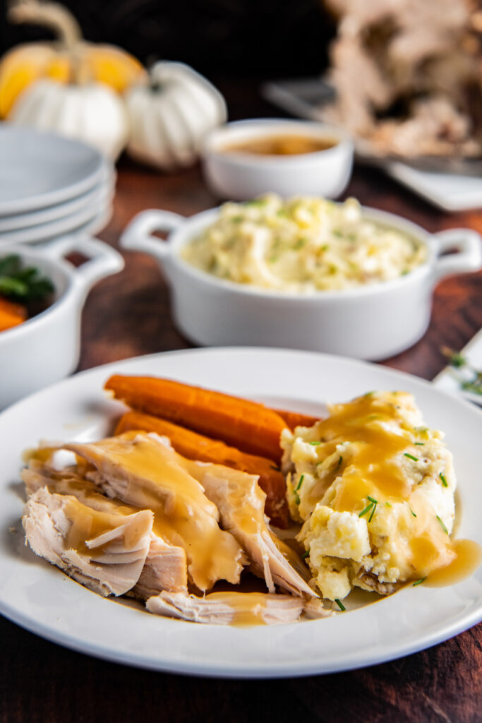 turkey meal on a serving platter