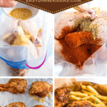 Step by step photos of making baked chicken legs.