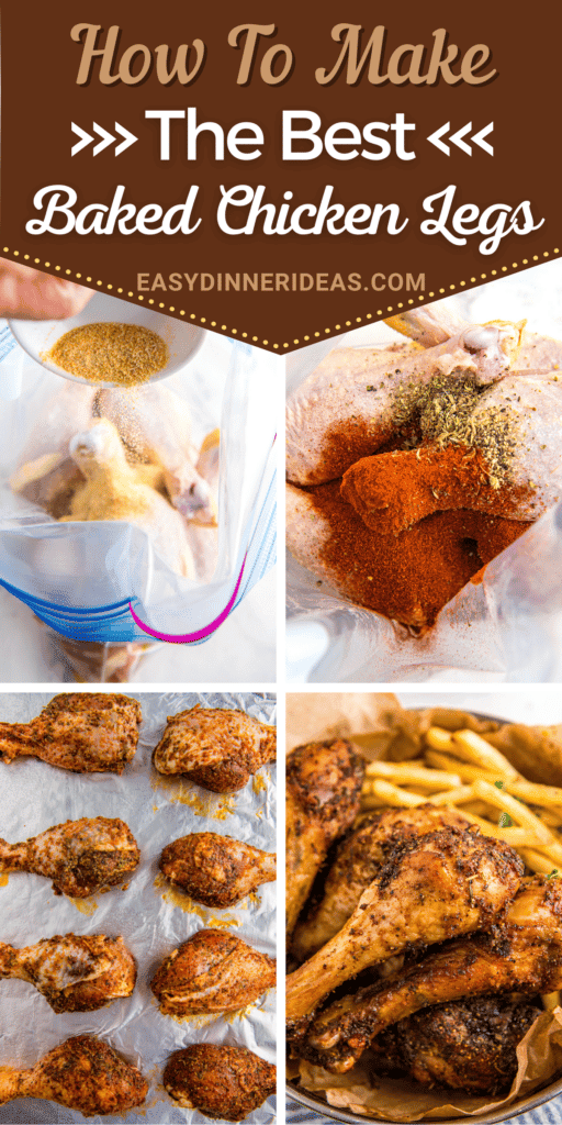 Step by step photos of making baked chicken legs.