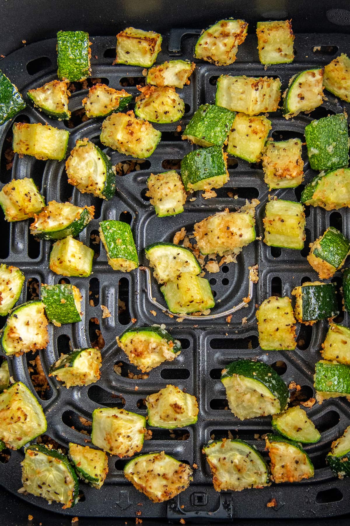 Cooked zucchini in air fryer.