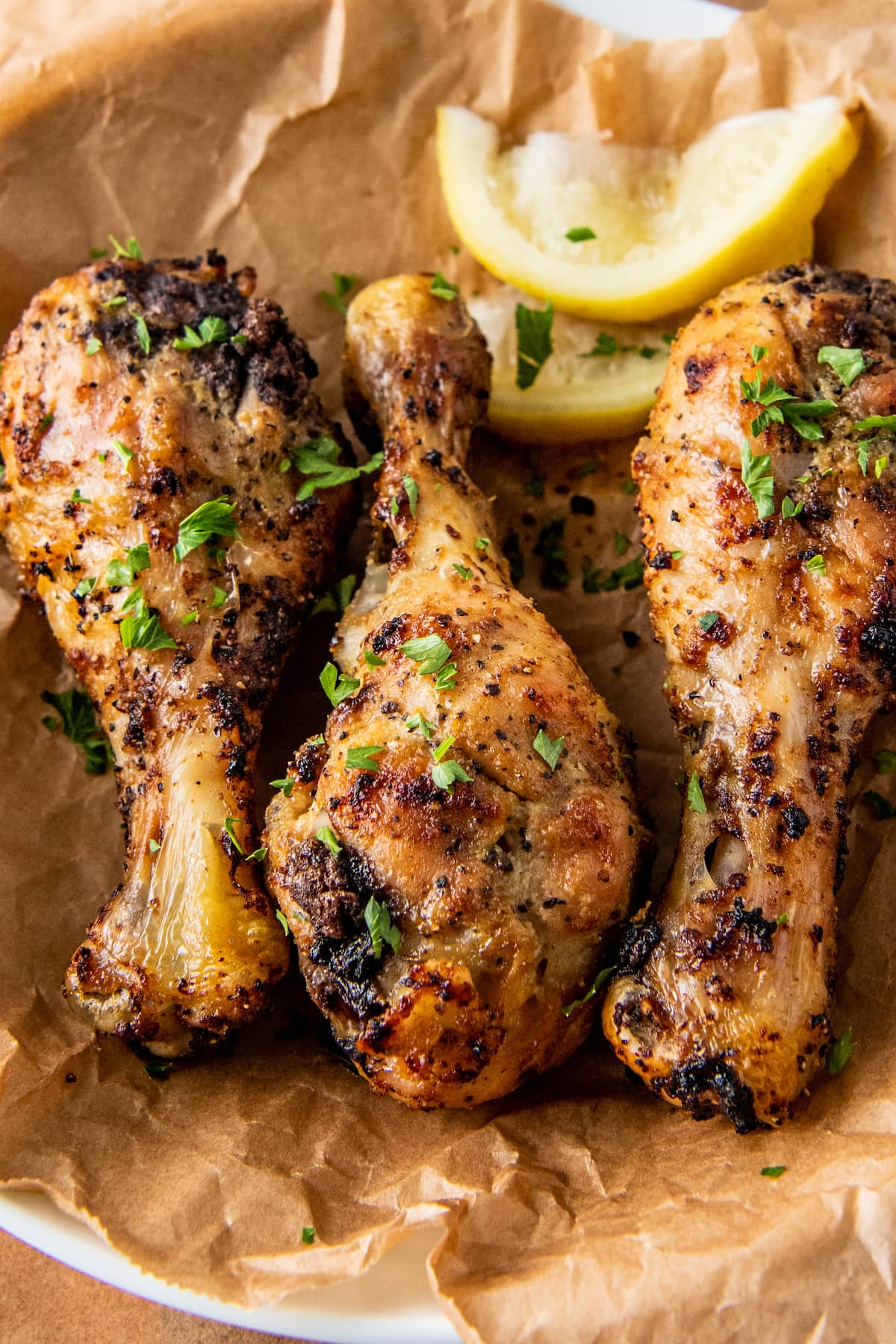 chicken drumsticks that have been air fried and seasoned