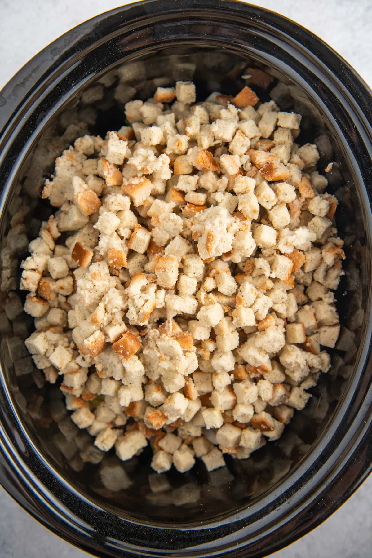 cubed stuffing in a crock pot