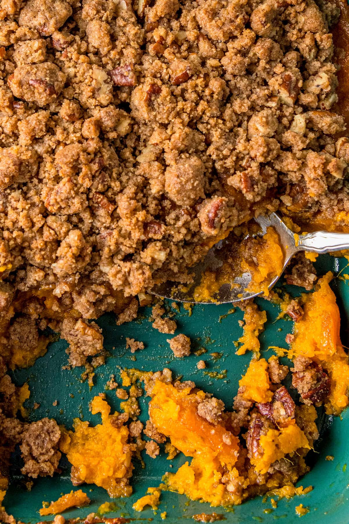 sweet potato soufflé with brown sugar and pecan topping