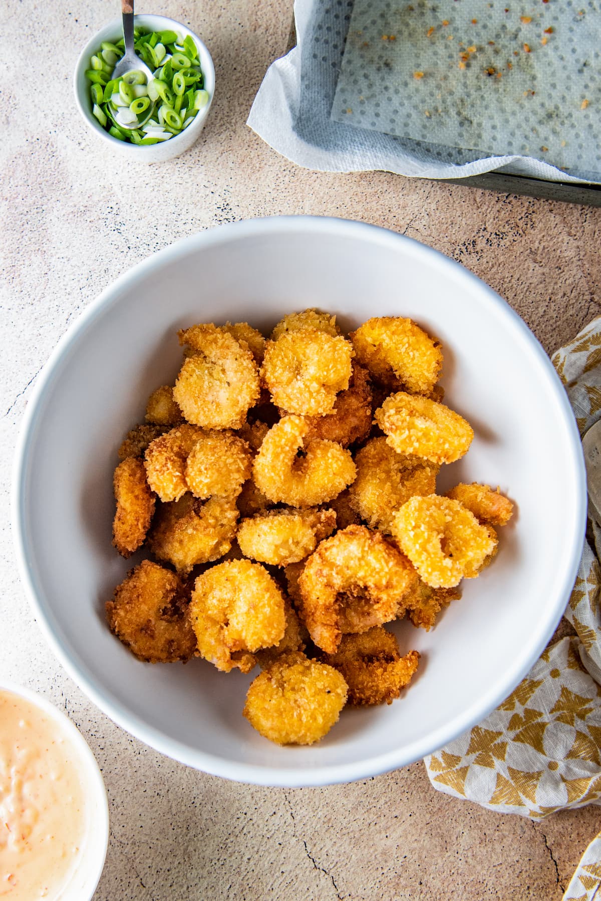 a bowl of fried shrimp