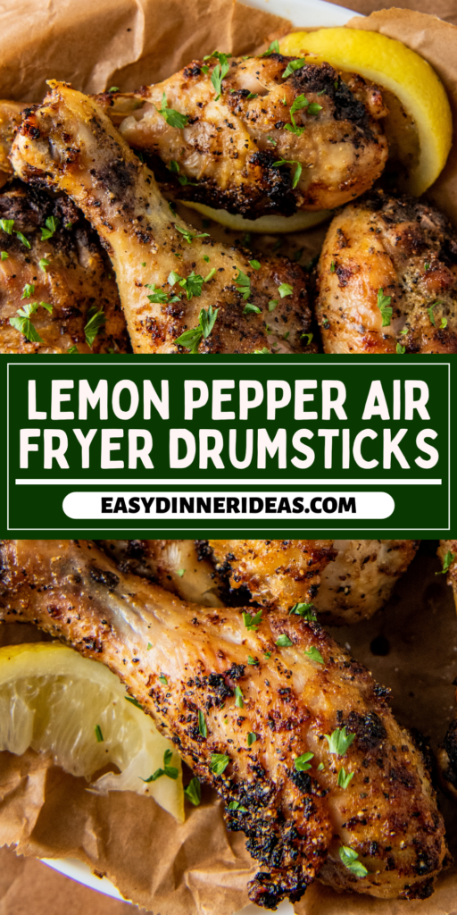 Air fryer chicken drumsticks with parsley on top.