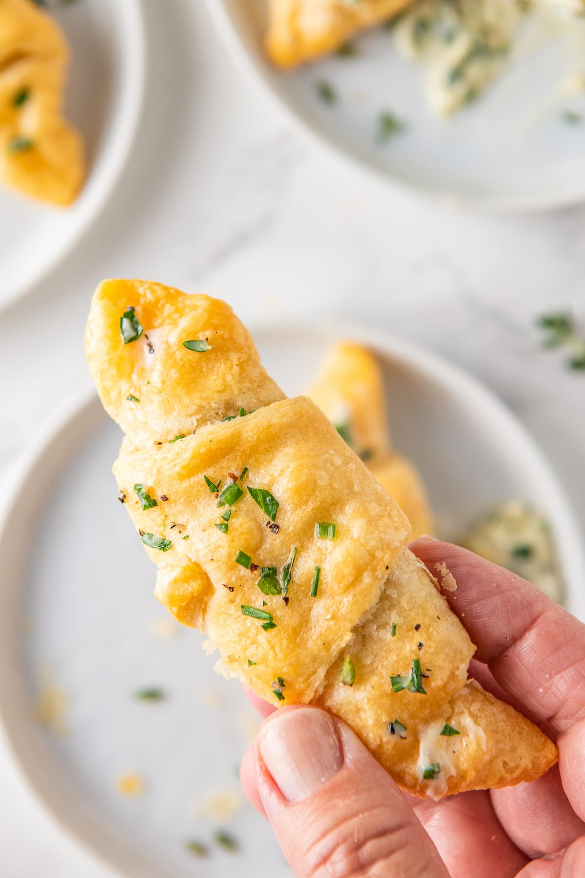 herbed crescent roll close up