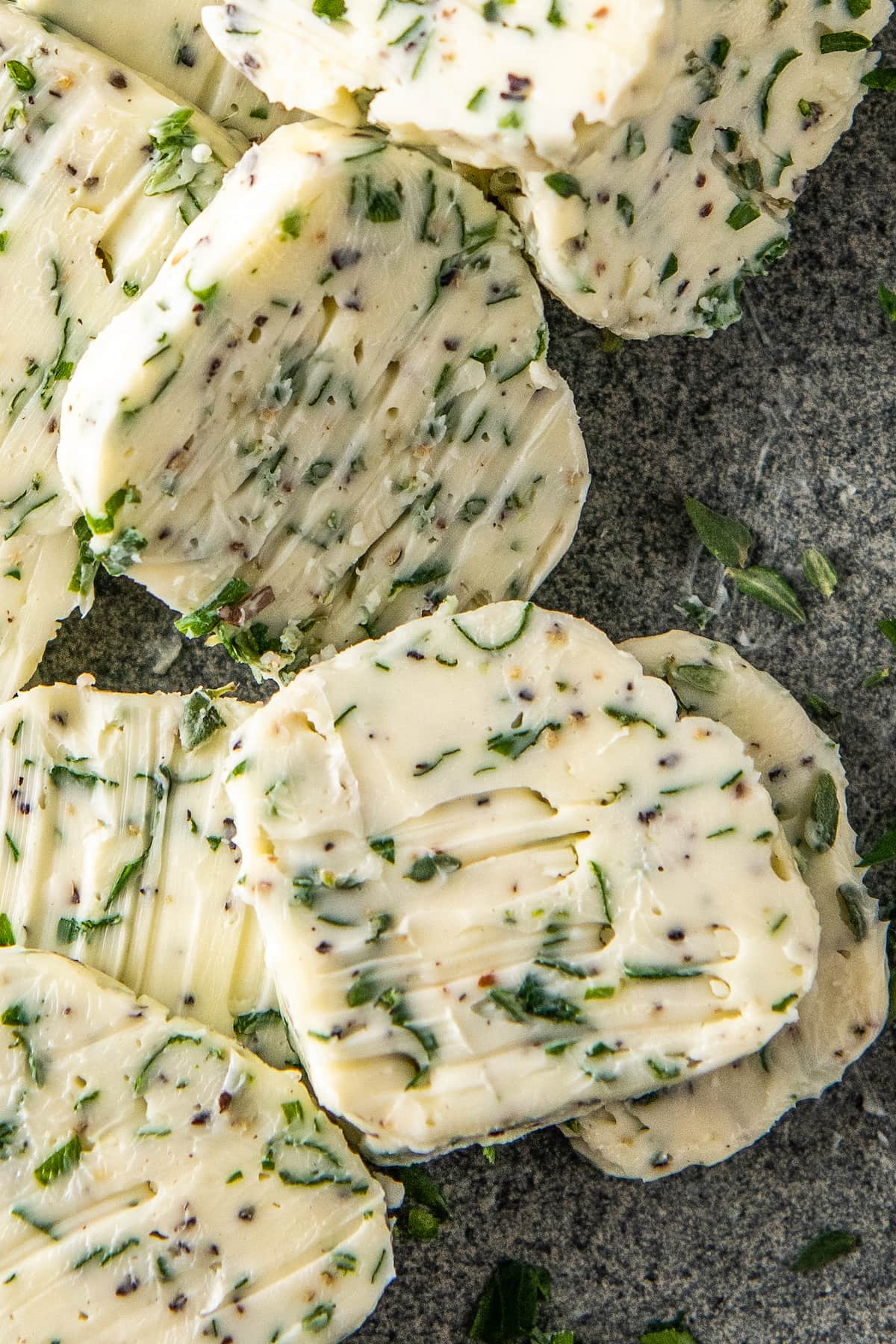 slices of herb butter