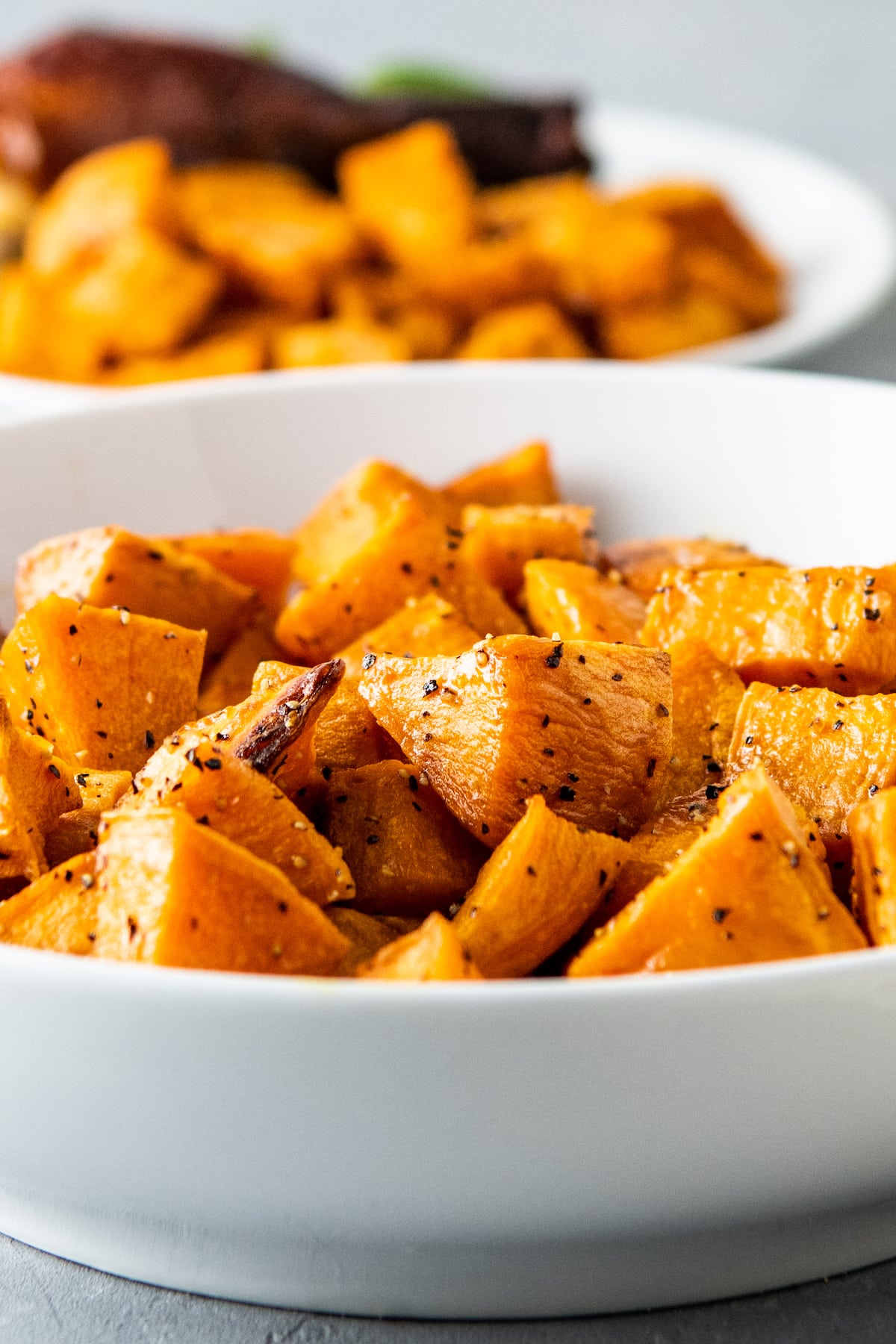 a close up of roasted sweet potatoes