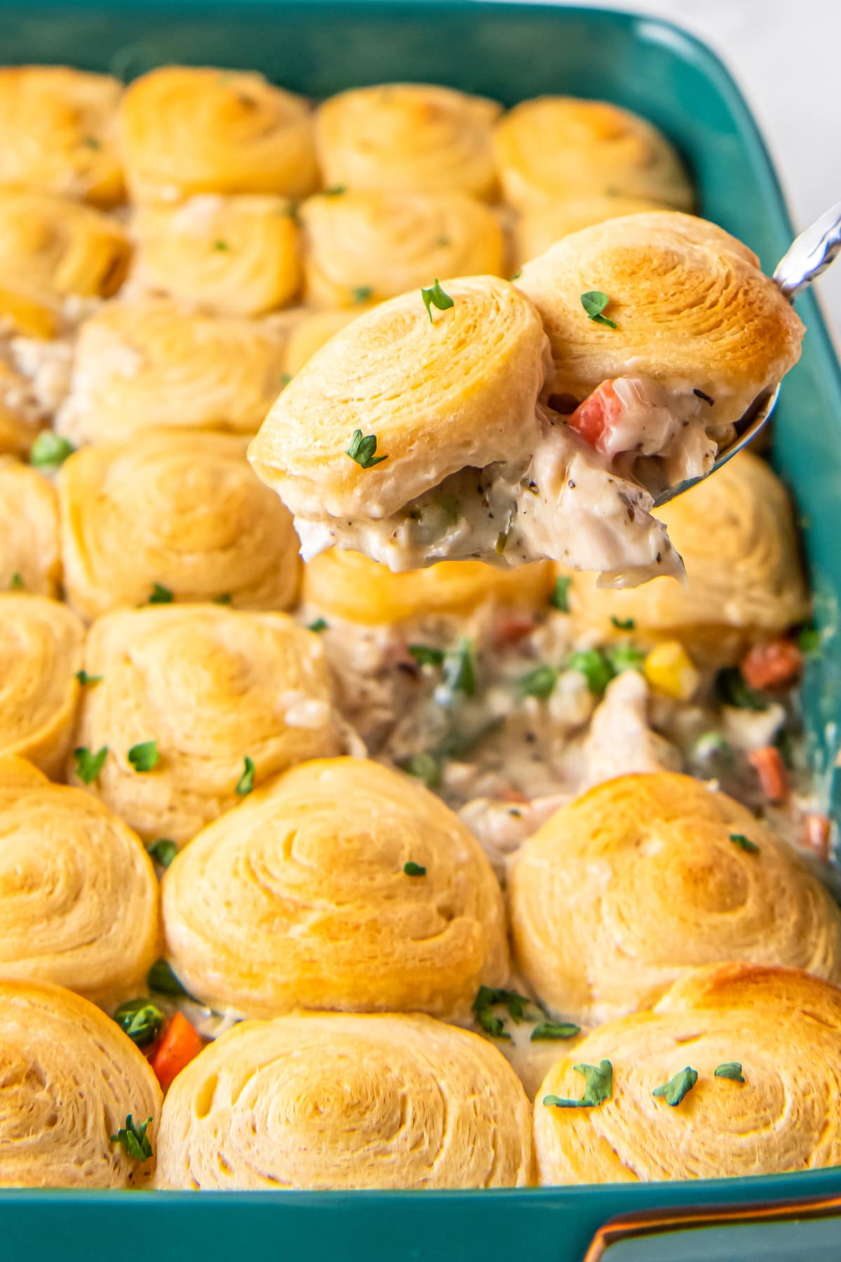 Chicken Pot Pie Casserole with Crescent Roll Dough - Bowl Me Over