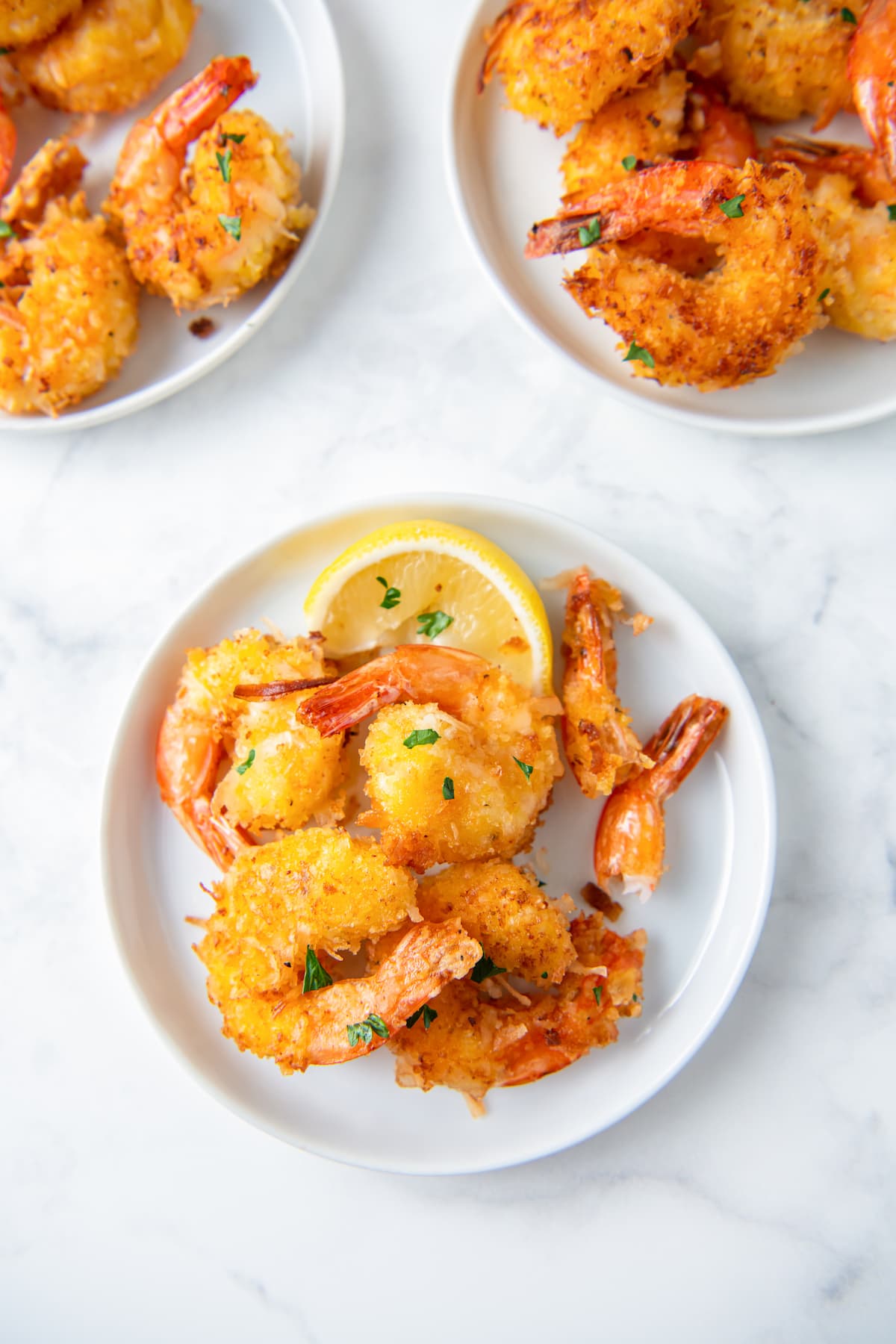 a plate of coconut shrimp