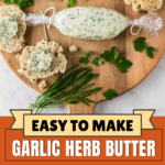 Garlic herb butter wrapped in Saran Wrap and tied with twine.