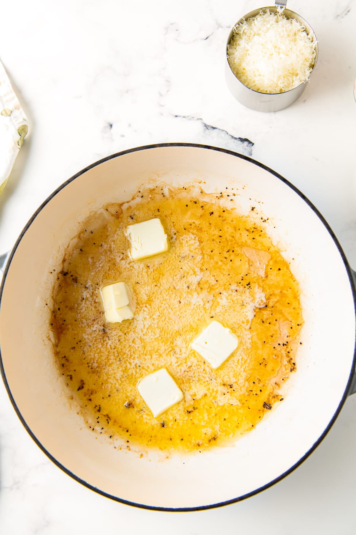 melting butter in a large pot