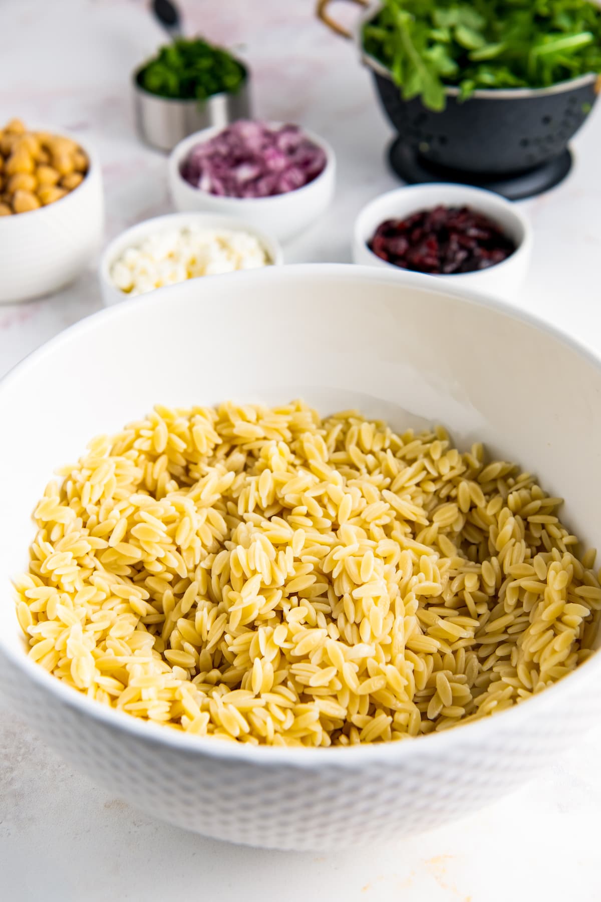 cooked orzo in a bowl