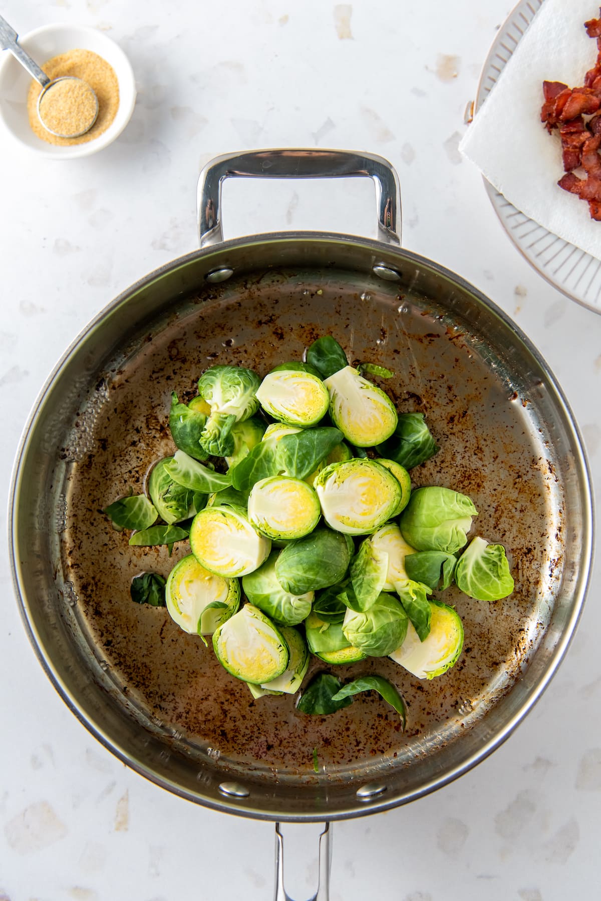 brussels sprouts in a pan