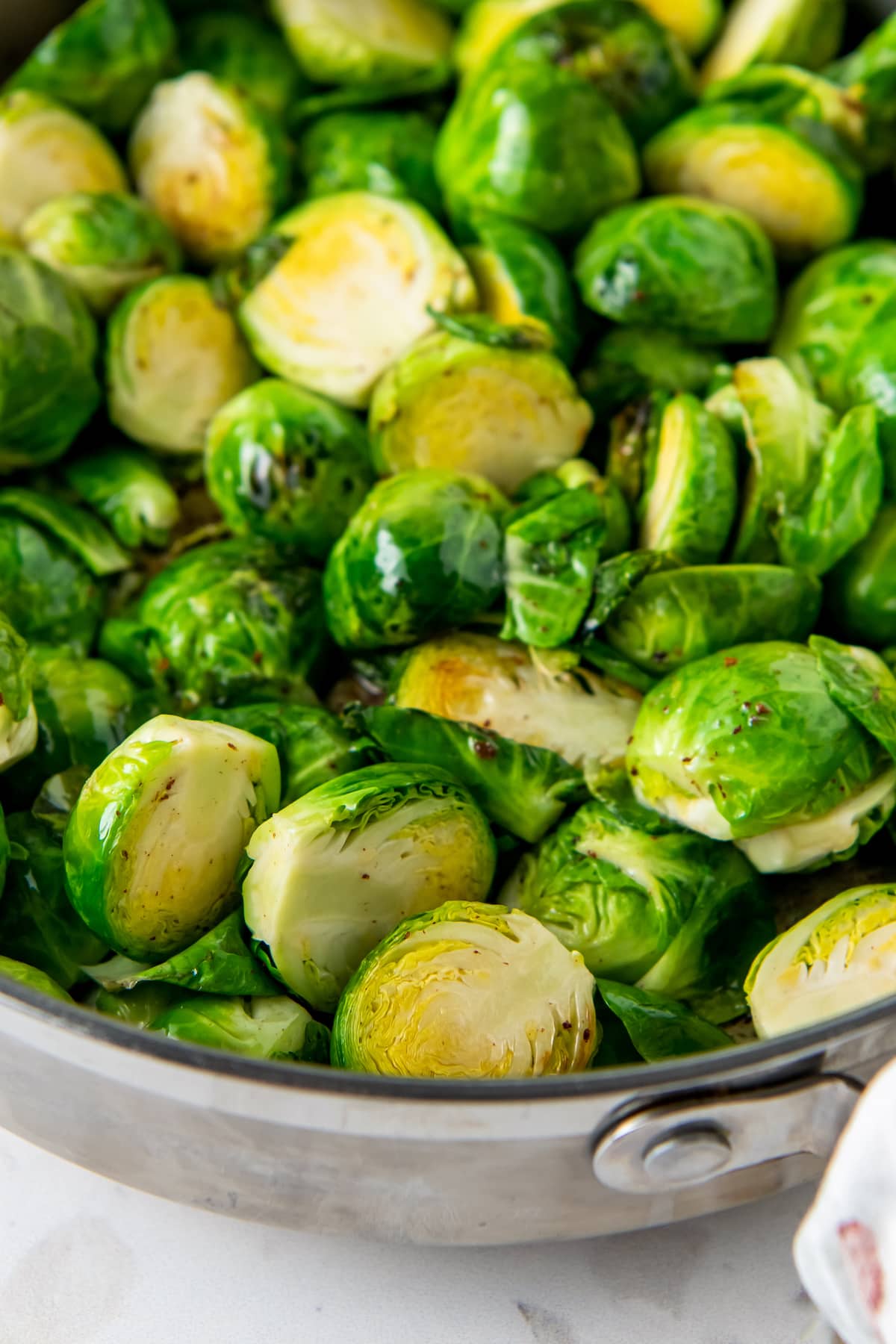 halved brussels sprouts