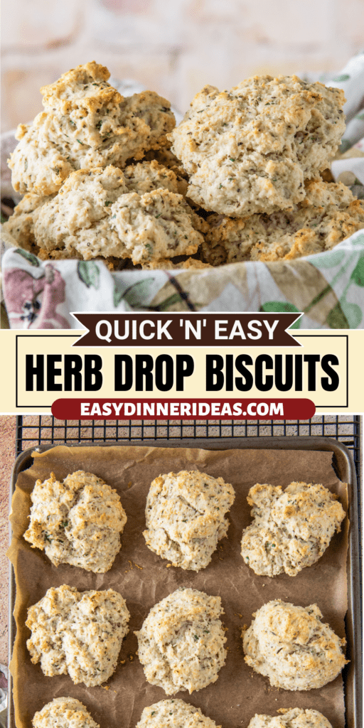 Drop biscuits on a baking sheet and in a bowl with a napkin.