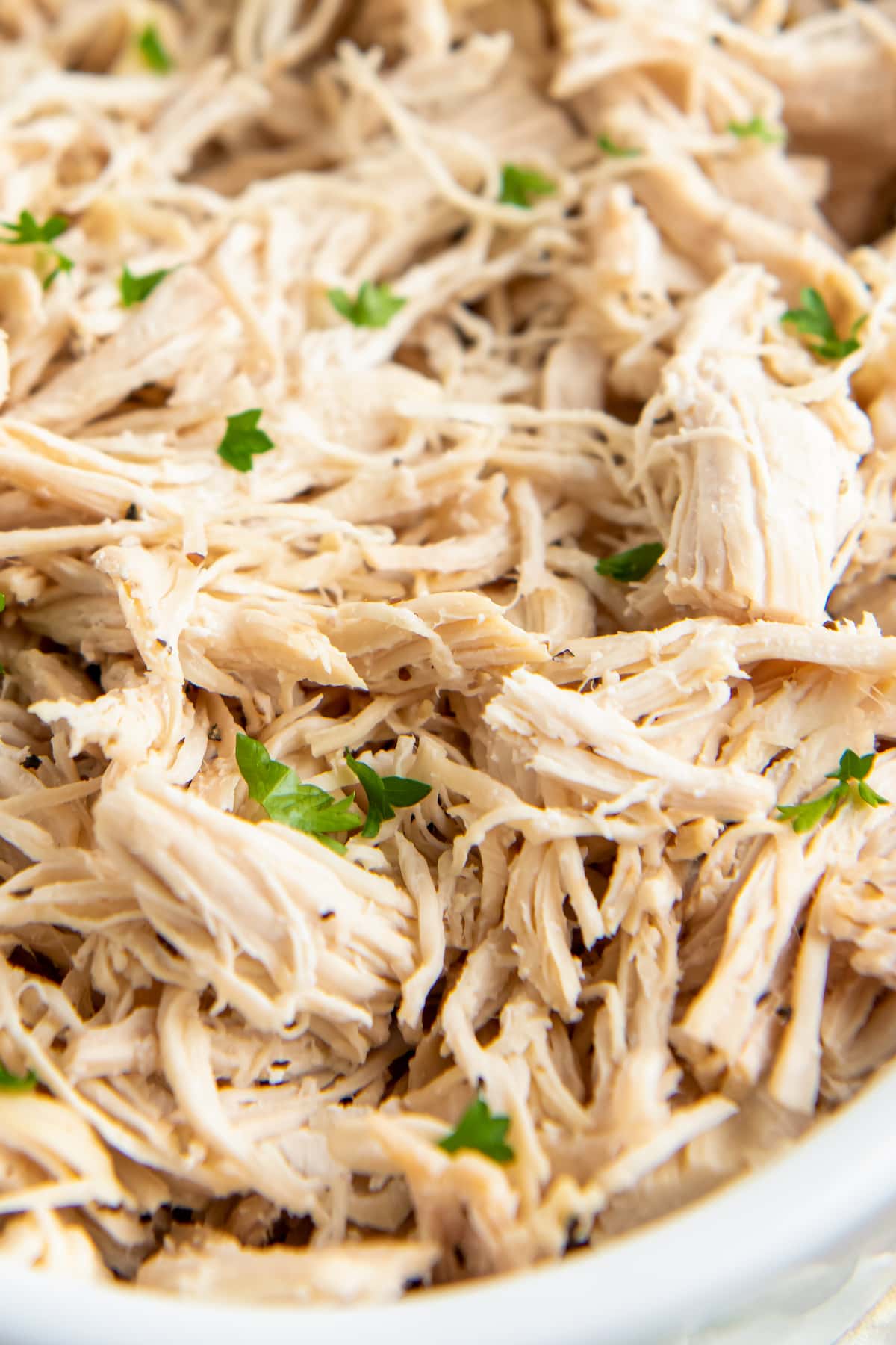 shredded chicken with chopped fresh herbs mixed in