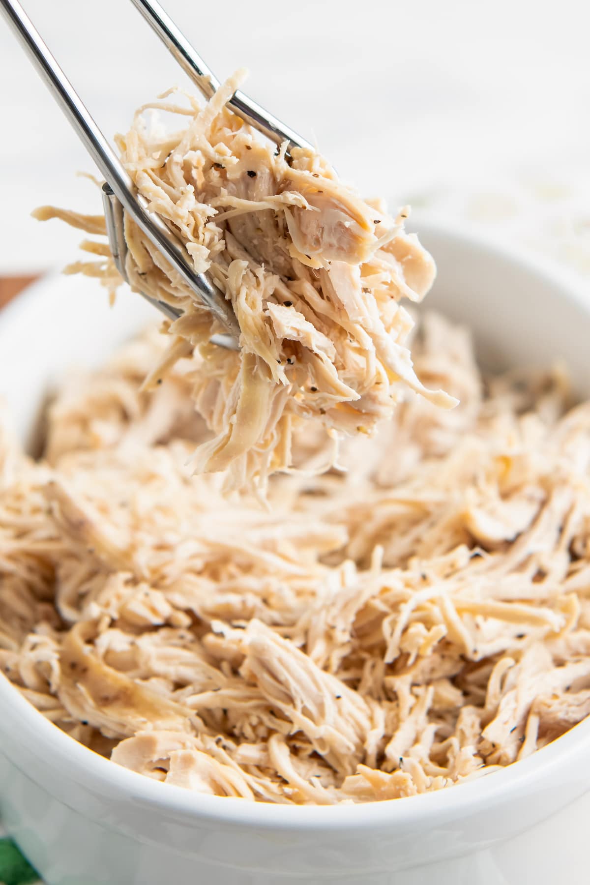 a platter of instant pot shredded chicken