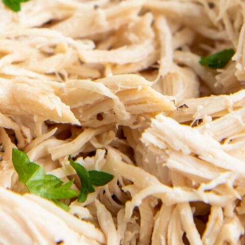 shredded chicken with chopped fresh herbs mixed in