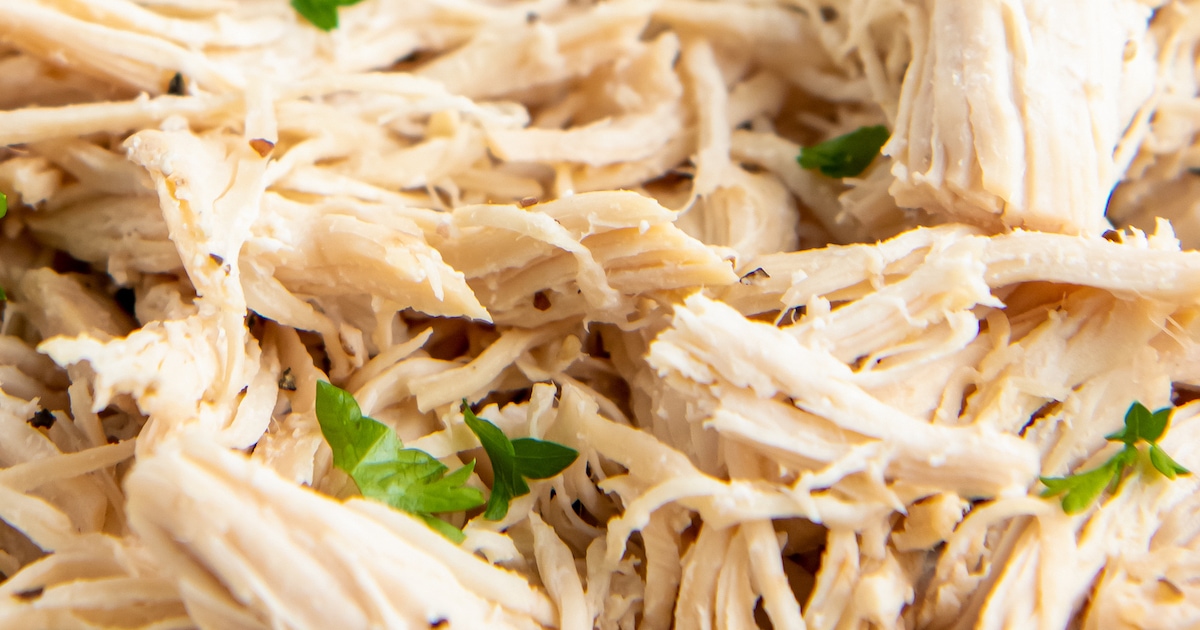 shredded chicken with chopped fresh herbs mixed in
