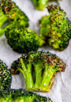 close up of roasted broccoli