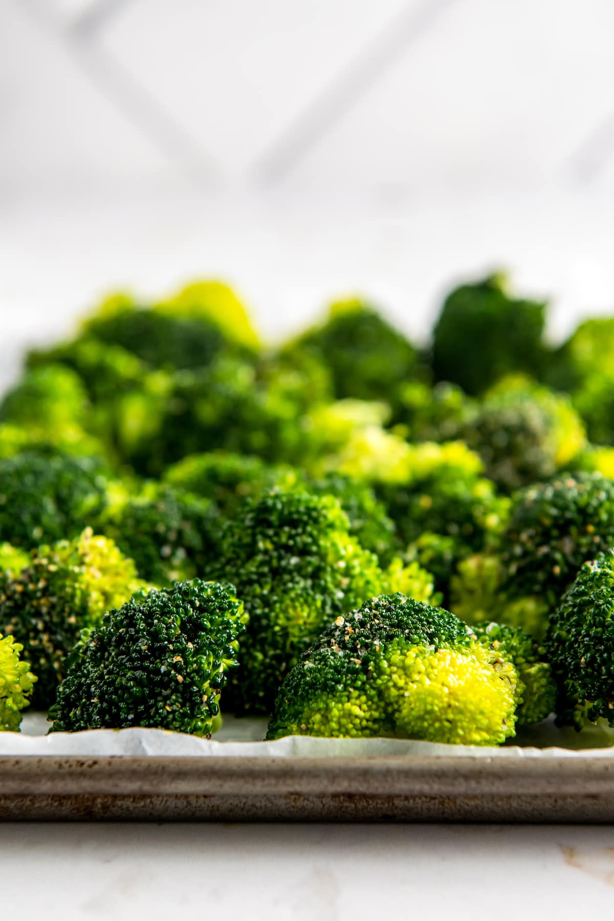 broccoli on a sheet tray