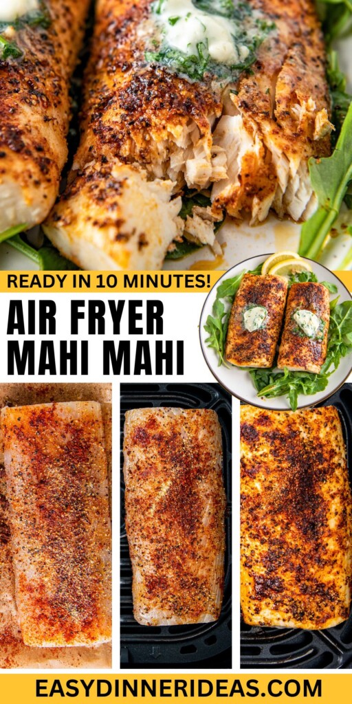 Seasoned fish is cooked to flaky perfection in the air fryer.
