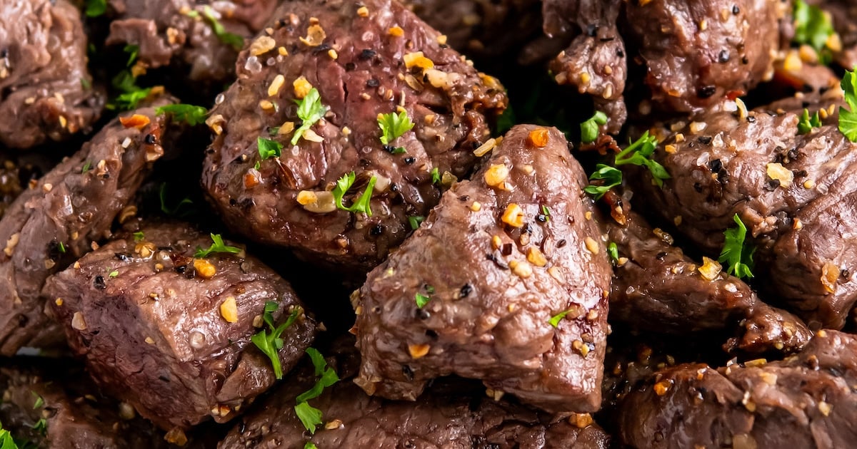 seasoned air fryer steak bites