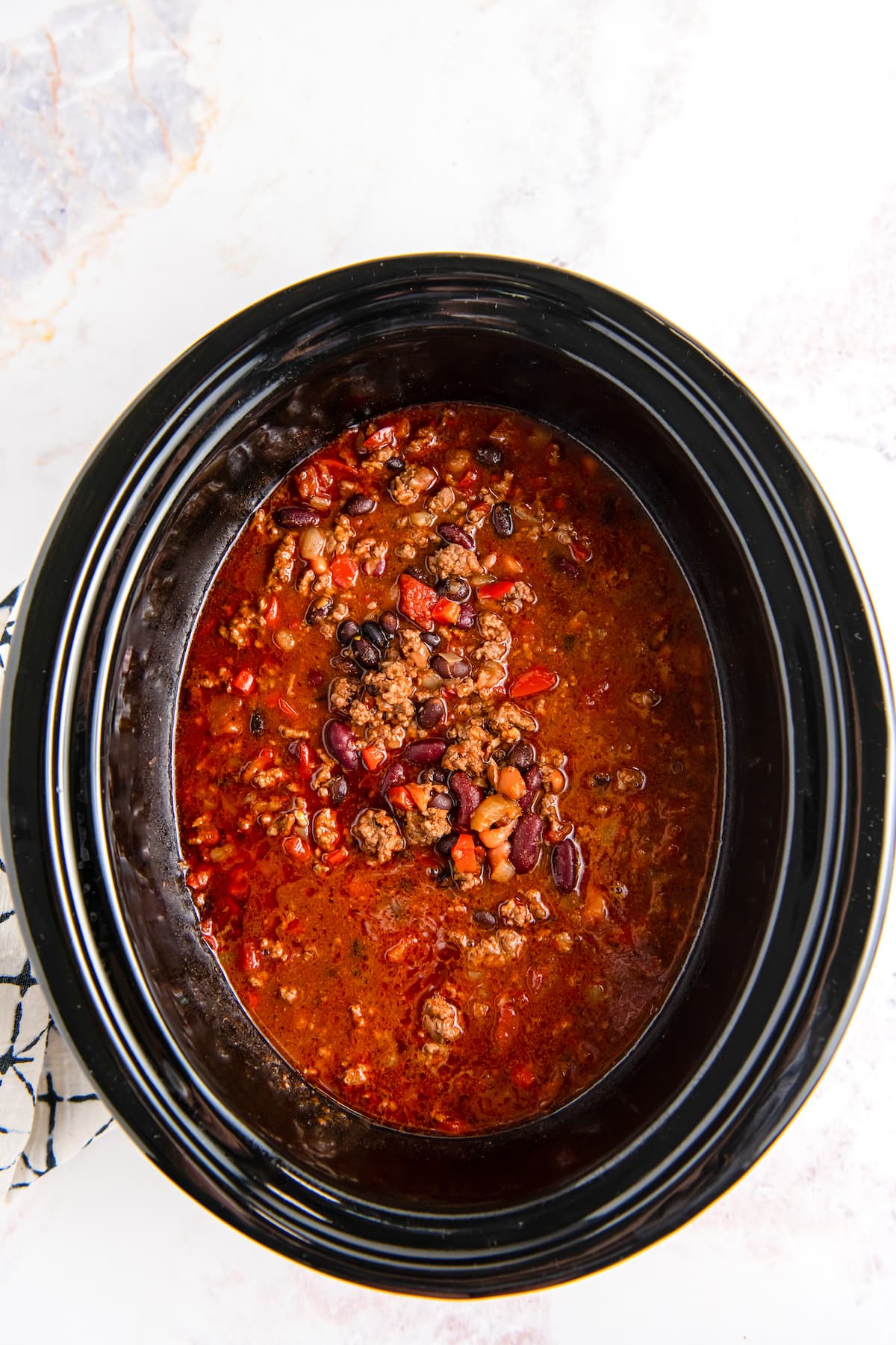 beef chili in a crockpot
