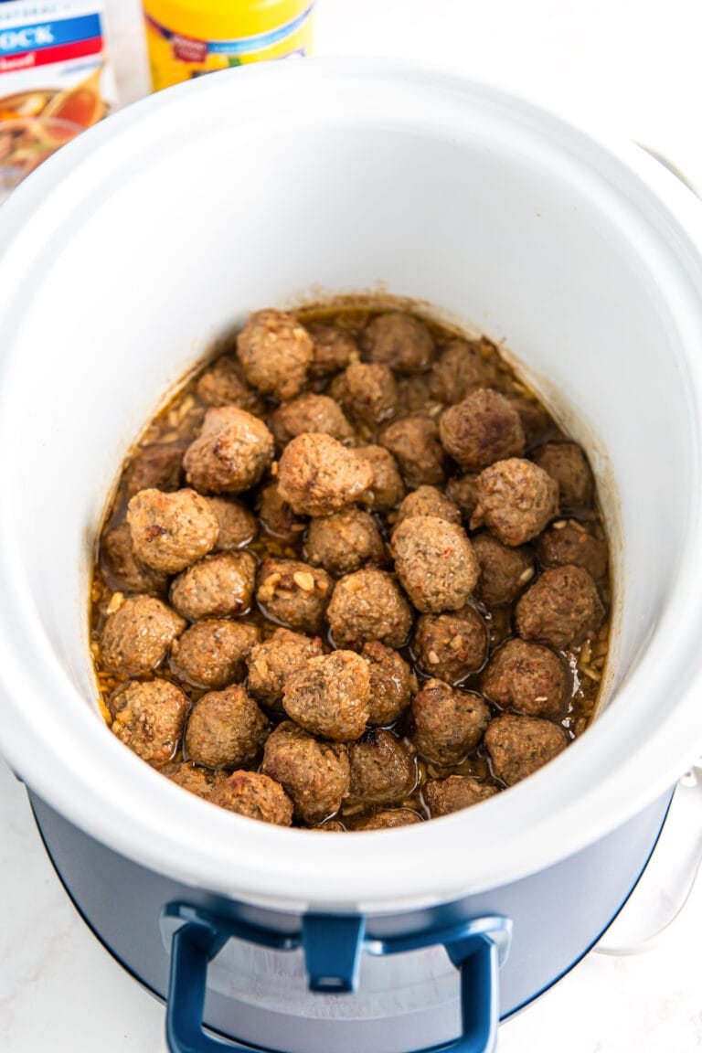 Beefy Onion Crockpot Meatballs Recipe Easy Dinner Ideas