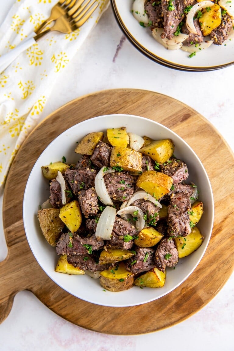 Juicy Air Fryer Steak Bites With Potatoes | Easy Dinner Ideas