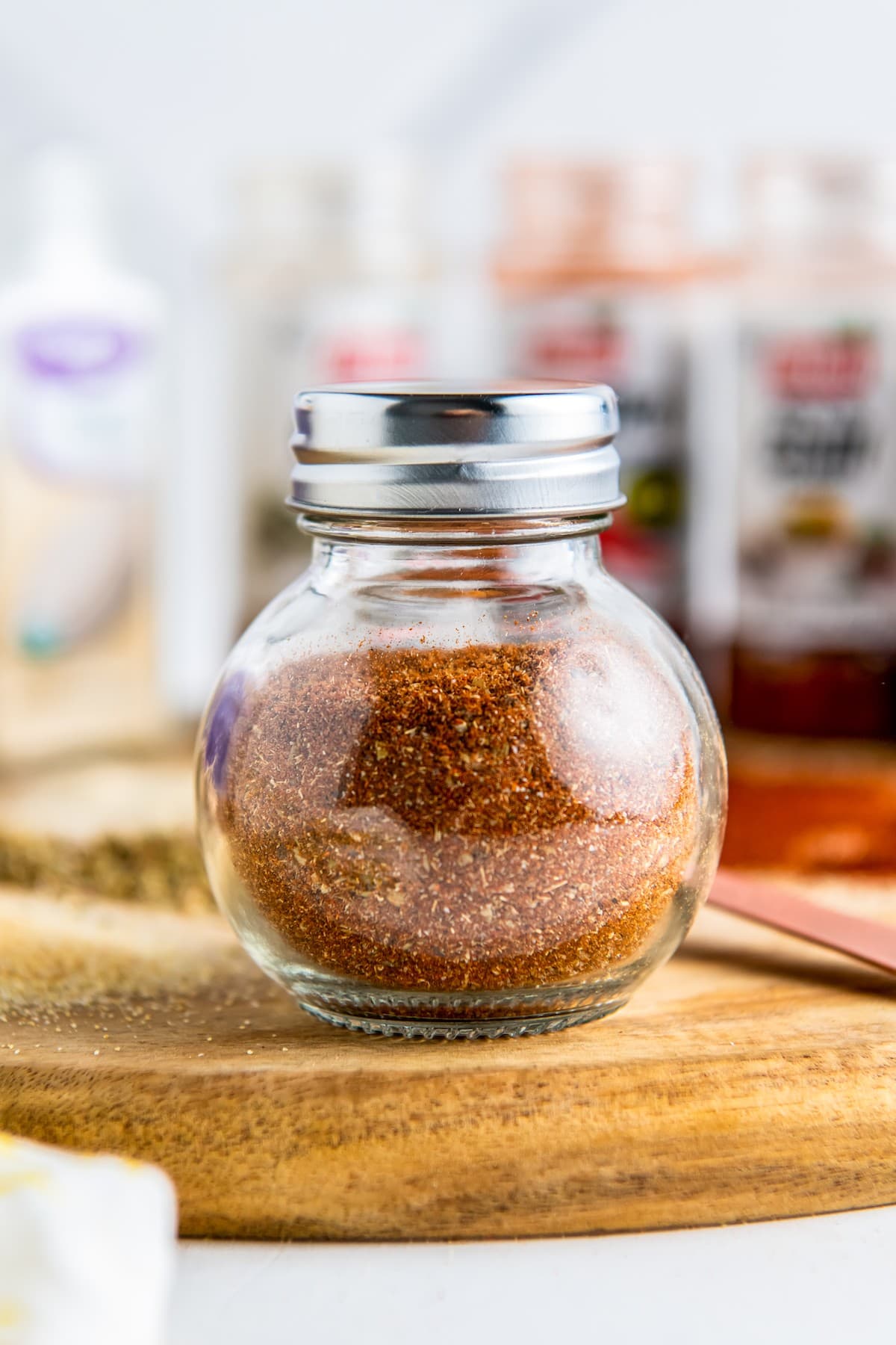 Taco seasoning mix in a spice jar.