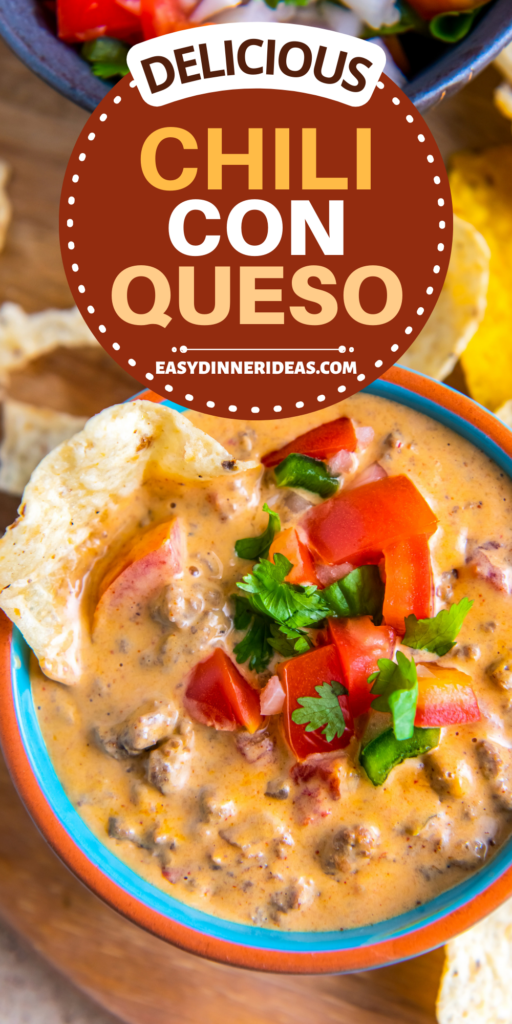 A bowl of queso with pico de gallo on top.