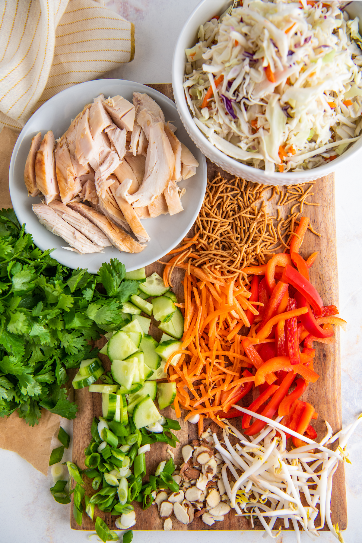 Ingredients for Asian chicken salad.