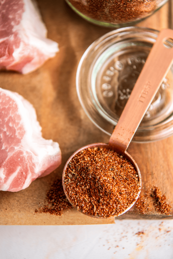 Tablespoon of pork chop seasoning.