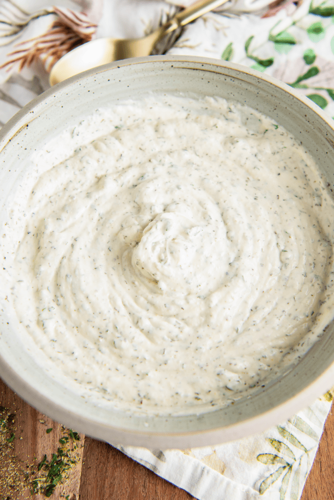 A bowl of ranch dressing