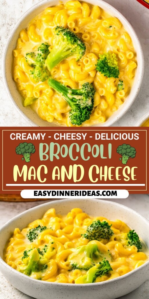 Two bowls of Broccoli Mac and Cheese.