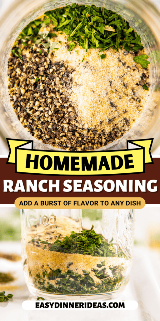 Homemade Ranch Seasoning layered in a mason jar.