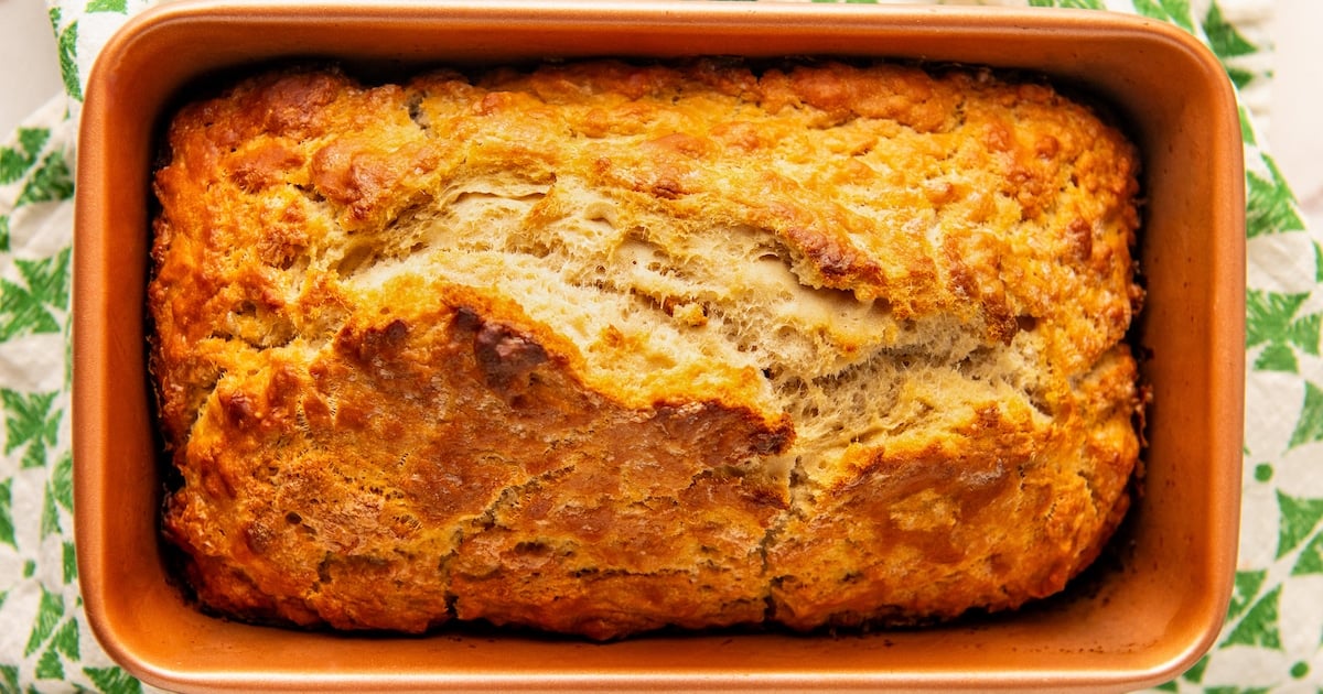 Landscape shot of homemade beer bread.