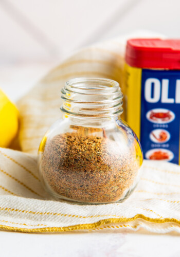 A jar of homemade Old Bay seasoning.